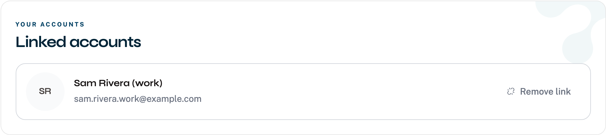 The linked account as it appears on the first account