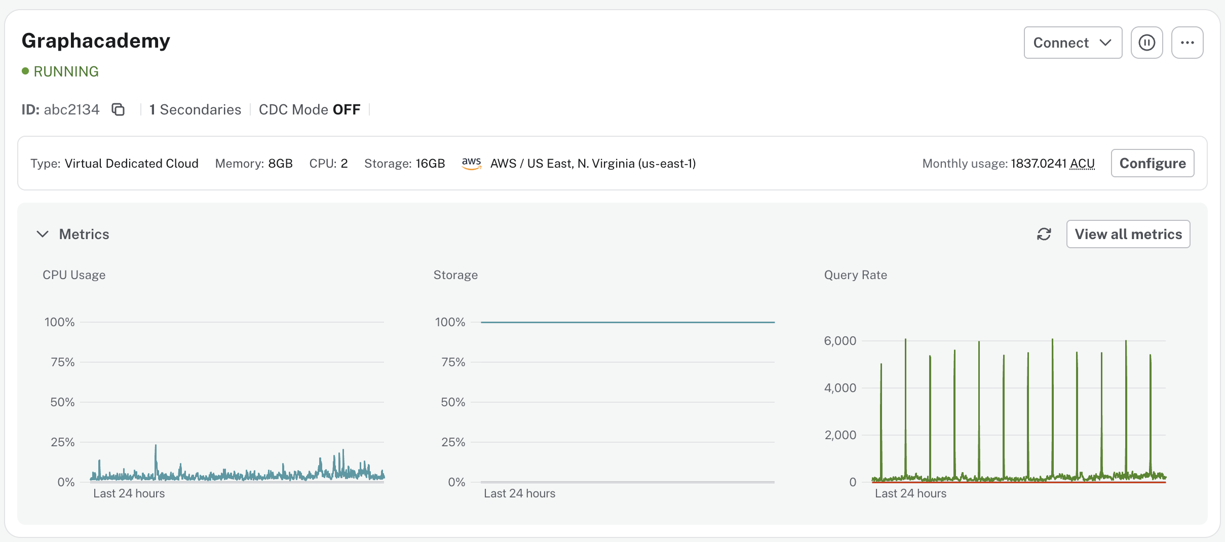Instance card with metrics expanded