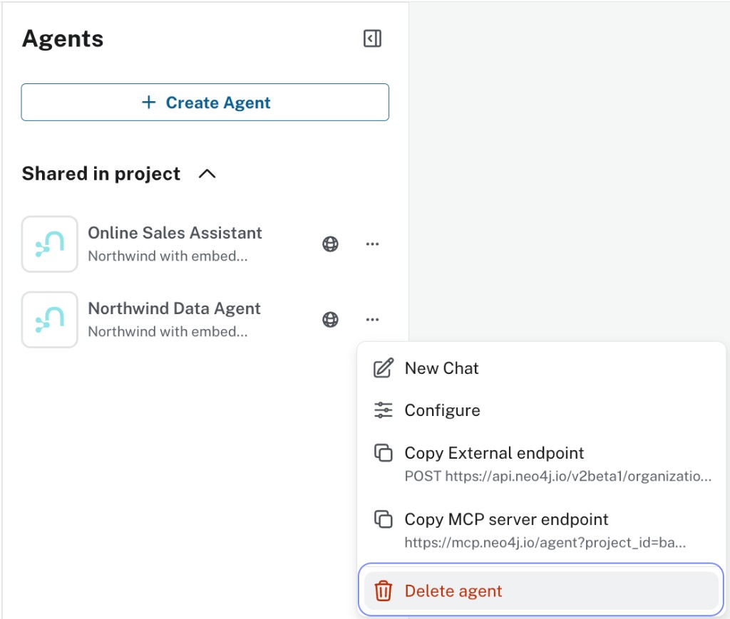 Delete agent confirmation dialog stating the action is permanent and cannot be undone