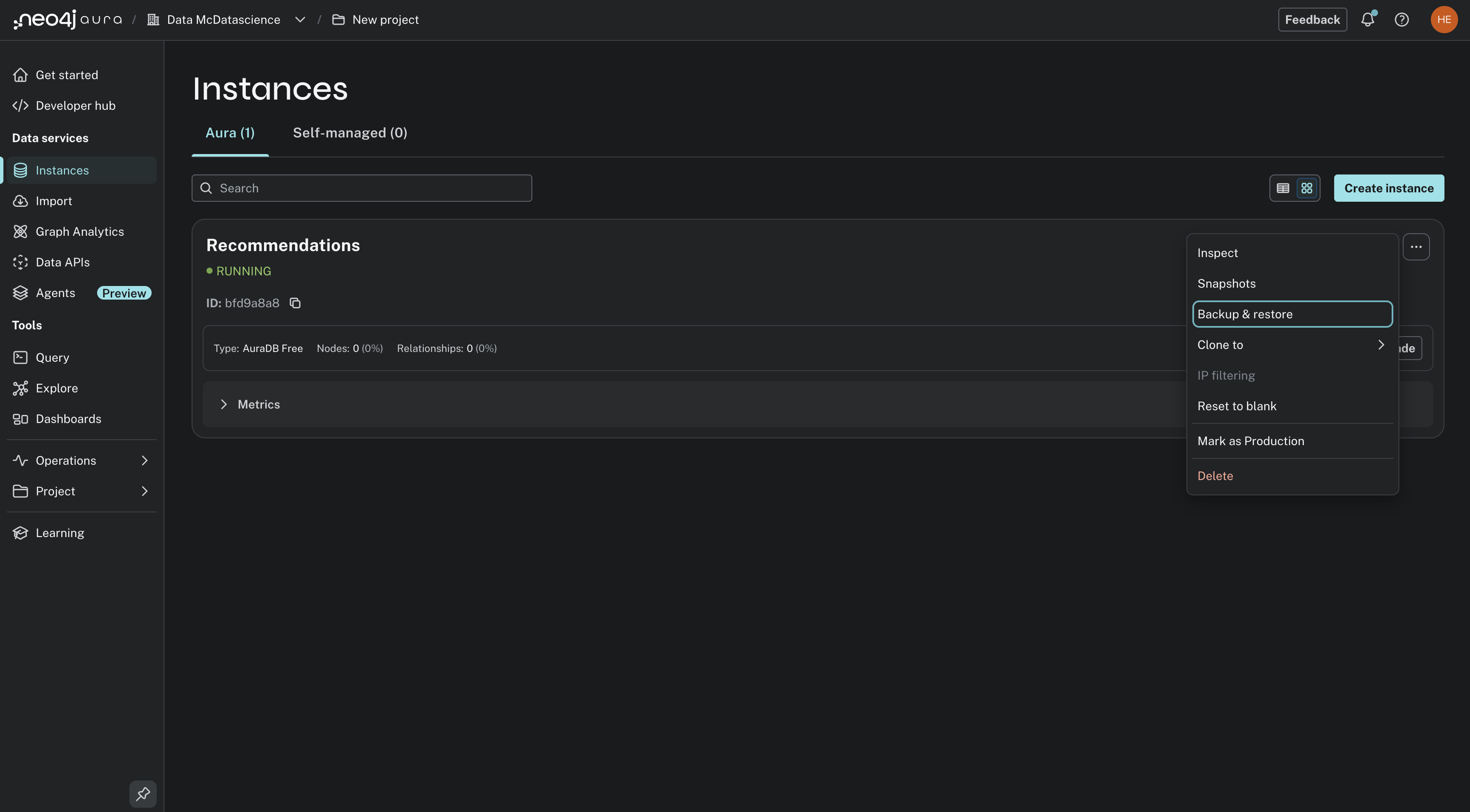 Aura Instances page