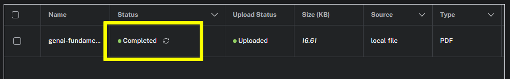 The files status shows 'completed'
