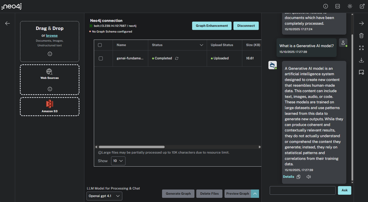 A screenshot of the LLM Graph Builder