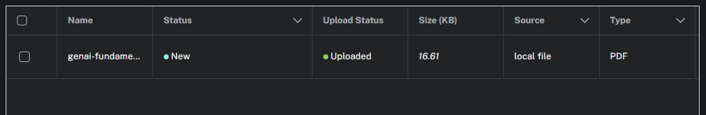 The uploaded document in the documents list